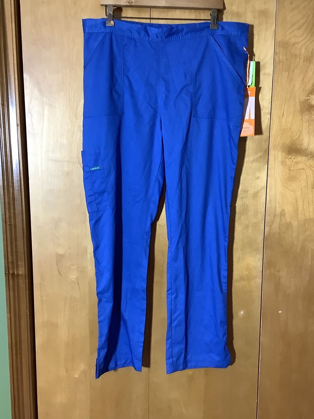 Landau Modern Fit blue scrub bottoms, size large